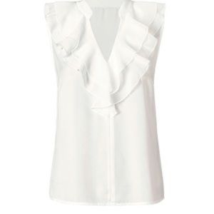 CAbi Portrait Blouse (#3979) Small Ruffle V Neck Top (Career)